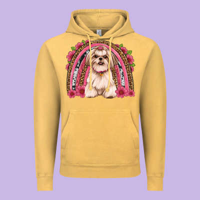 Shih Tzu Floral Rainbow Vintage Hoodie Designed By Artiststas