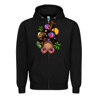 Black Beach Hair Afro Messy Bun Bbs Zipper Hoodie - BundleAndBundleShop