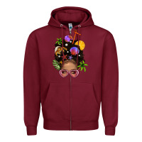 Burgundy Beach Hair Afro Messy Bun Bbs Zipper Hoodie - BundleAndBundleShop