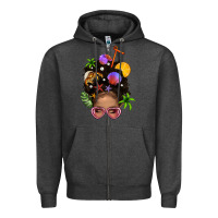 Charcoal Heather Beach Hair Afro Messy Bun Bbs Zipper Hoodie - BundleAndBundleShop