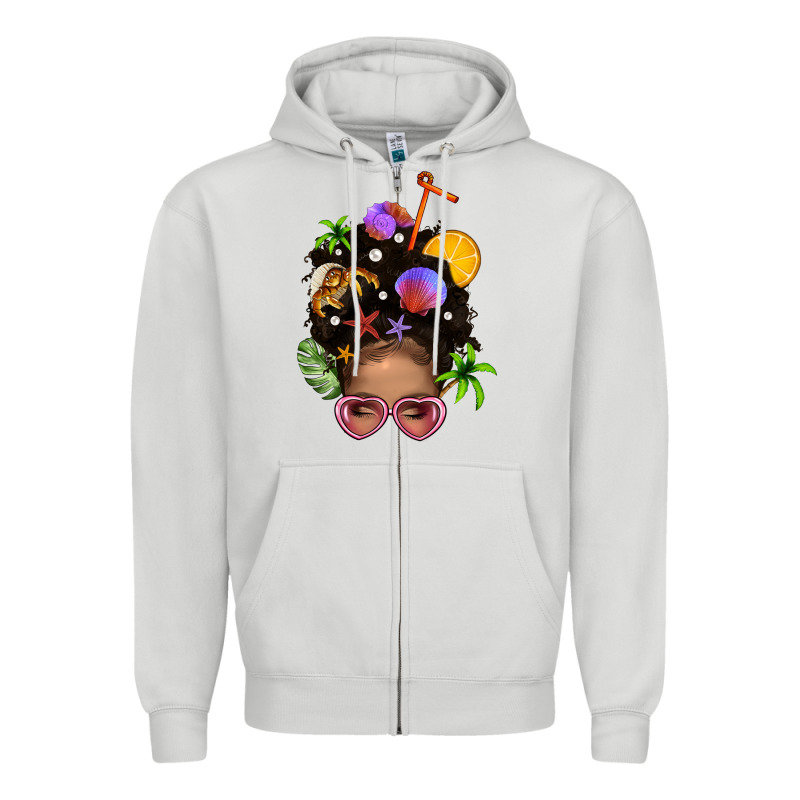 Beach Hair Afro Messy Bun Bbs Zipper Hoodie by BundleAndBundleShop | Teevron