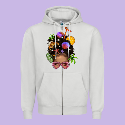 Beach Hair Afro Messy Bun Bbs Zipper Hoodie Designed By Bundleandbundleshop