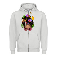 Dove Grey Beach Hair Afro Messy Bun Bbs Zipper Hoodie - BundleAndBundleShop