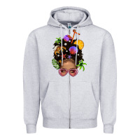 Heather Grey Beach Hair Afro Messy Bun Bbs Zipper Hoodie - BundleAndBundleShop