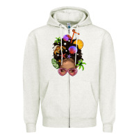 Oatmeal Heather Beach Hair Afro Messy Bun Bbs Zipper Hoodie - BundleAndBundleShop