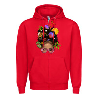 Red Beach Hair Afro Messy Bun Bbs Zipper Hoodie - BundleAndBundleShop