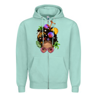 Seafoam Beach Hair Afro Messy Bun Bbs Zipper Hoodie - BundleAndBundleShop