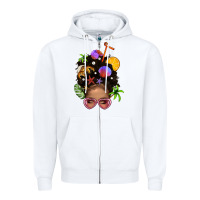 White Beach Hair Afro Messy Bun Bbs Zipper Hoodie - BundleAndBundleShop