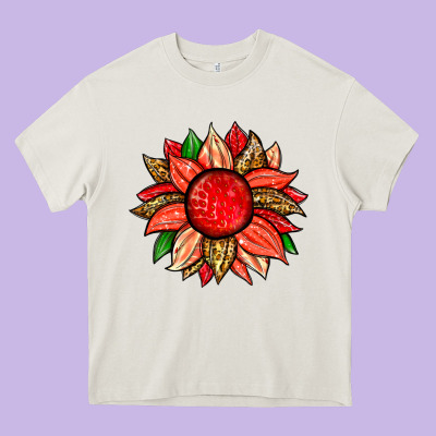 Strawberry Sunflower Heavy Core Tee Designed By Zillion Design Studio