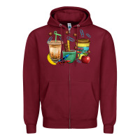 Burgundy School Boy Coffee Cup Bbs Zipper Hoodie - BundleAndBundleShop