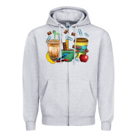 Heather Grey School Boy Coffee Cup Bbs Zipper Hoodie - BundleAndBundleShop