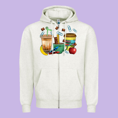 School Boy Coffee Cup Bbs Zipper Hoodie Designed By Bundleandbundleshop