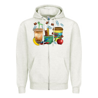 Oatmeal Heather School Boy Coffee Cup Bbs Zipper Hoodie - BundleAndBundleShop