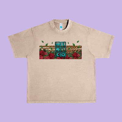 Mexico With Roses Urban Heavy Tee Designed By Jasminsmagicworld