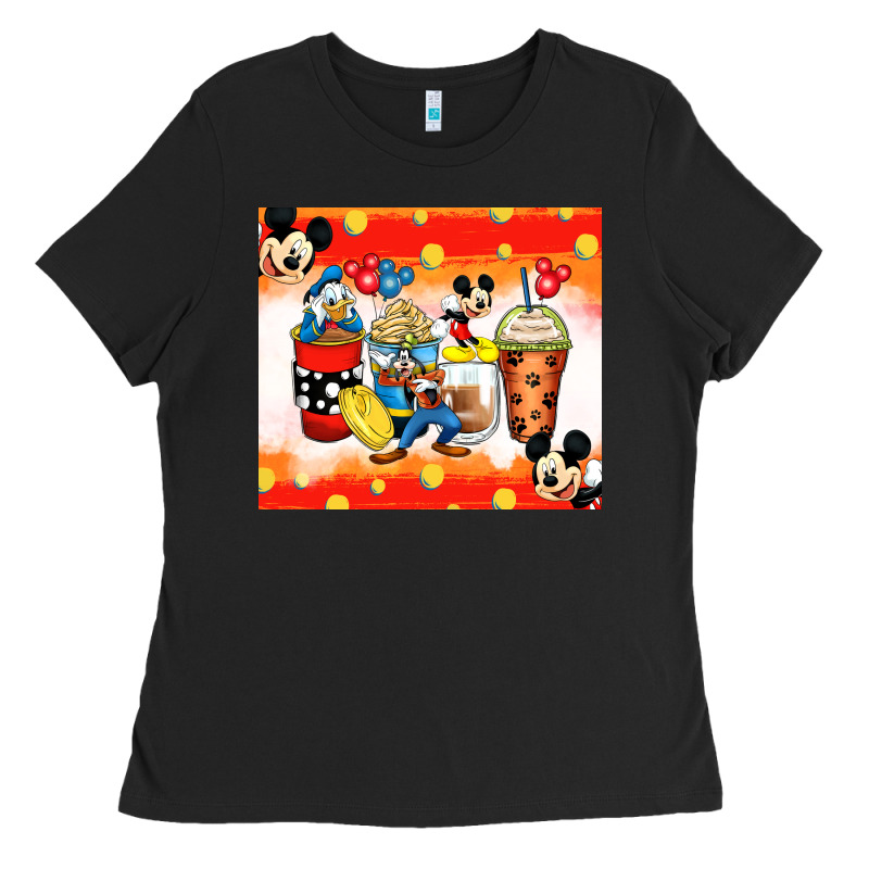 Cartoon Characters Coffee Cups Ladies Tee by Zillion Design Studio | Teevron