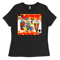 Black cartoon characters coffee cups Ladies Tee - Zillion Design Studio