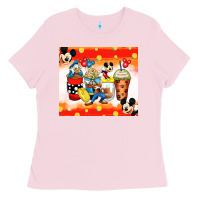 Bubblegum Pink cartoon characters coffee cups Ladies Tee - Zillion Design Studio