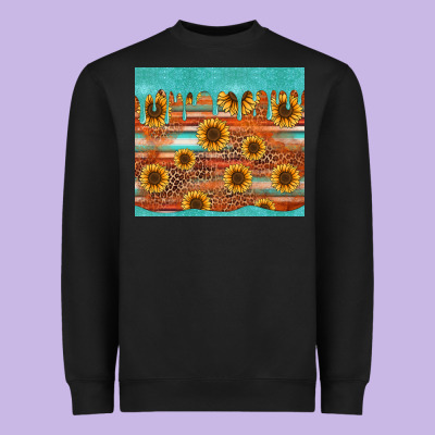 Turquoise Leopard Distressed Serape Background Tumbler Heavyweight Sweatshirt Designed By Jasminsmagicworld