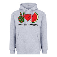 Heather Grey Peace Love Watermelon Heavyweight Hoodie - Bettercallsaul
