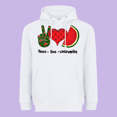 Peace Love Watermelon Heavyweight Hoodie Designed By Bettercallsaul
