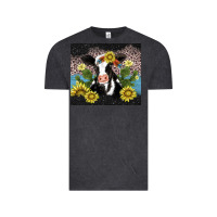 Vintage Black cow cactus and sunflower Vintage Tee - AdoDesignShop