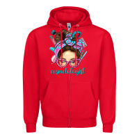 Red Messy Bun Cosmetologist Bbs Zipper Hoodie - BundleAndBundleShop