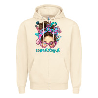 Sandshell Messy Bun Cosmetologist Bbs Zipper Hoodie - BundleAndBundleShop