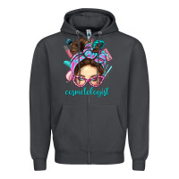 Smoke Messy Bun Cosmetologist Bbs Zipper Hoodie - BundleAndBundleShop