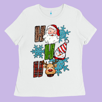 Ho Ho Ho Christmas Ladies Tee Designed By Ranaportraitstore