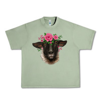 Oil Green suffolk ewe sheep with floral headdress Urban Heavy Tee - BarkalooDesign