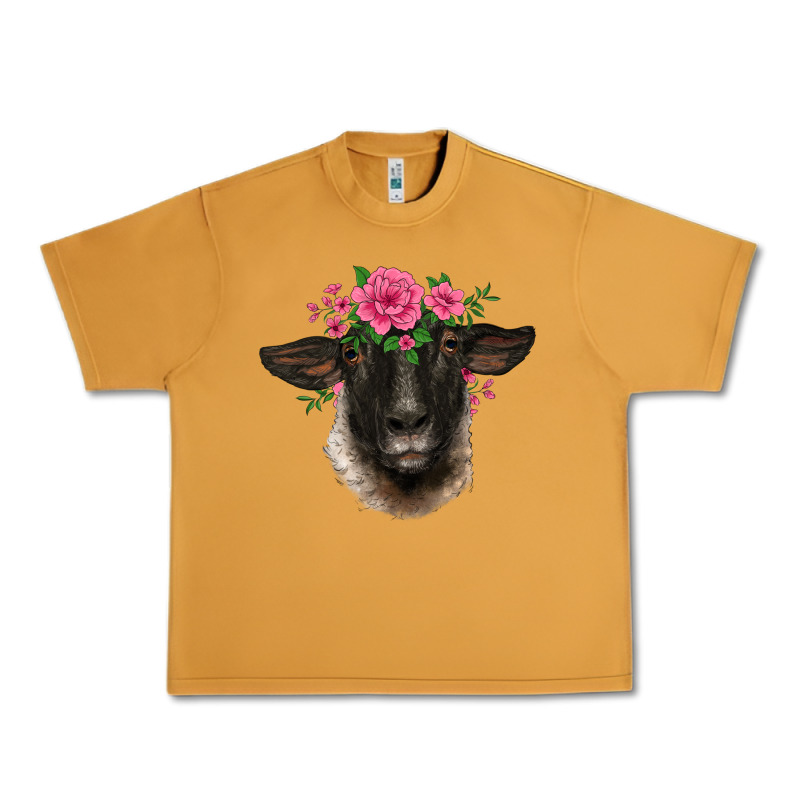 Suffolk Ewe Sheep With Floral Headdress Urban Heavy Tee by BarkalooDesign | Teevron