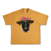 Peanut Butter suffolk ewe sheep with floral headdress Urban Heavy Tee - BarkalooDesign