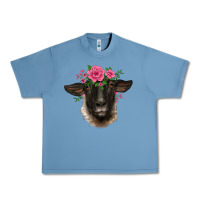 Pebble Blue suffolk ewe sheep with floral headdress Urban Heavy Tee - BarkalooDesign