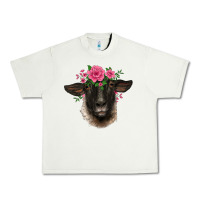 Pistachio suffolk ewe sheep with floral headdress Urban Heavy Tee - BarkalooDesign