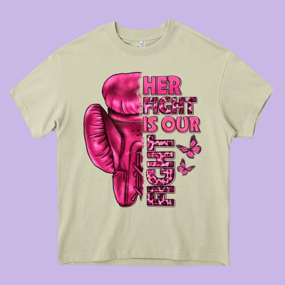 Her Fight Is Our Fight Cancer Heavy Core Tee Designed By Texasbilliewilder