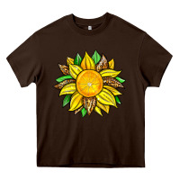 Chocolate Brown lemon sunflower Heavy Core Tee - Zillion Design Studio