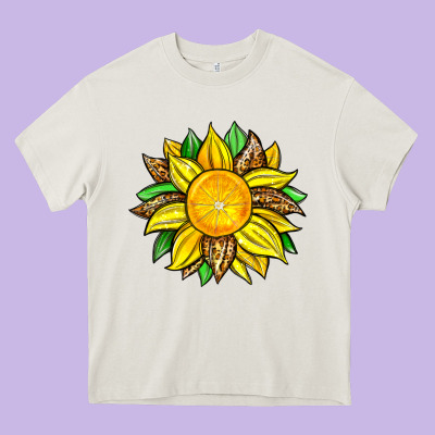 Lemon Sunflower Heavy Core Tee Designed By Zillion Design Studio