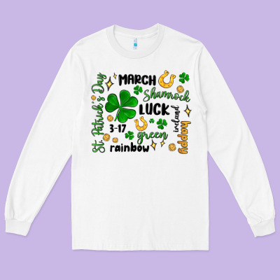 St. Patricks Day Doodle Long Sleeve Tee Designed By Maliassmallbusiness