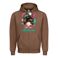 Chestnut Esthetician Messy Bun With Pink Leopard Glasses Bbs Zipper Hoodie - BundleAndBundleShop