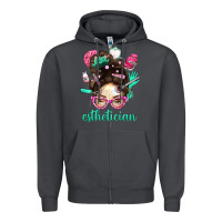 Smoke Esthetician Messy Bun With Pink Leopard Glasses Bbs Zipper Hoodie - BundleAndBundleShop