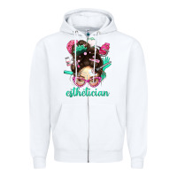 White Esthetician Messy Bun With Pink Leopard Glasses Bbs Zipper Hoodie - BundleAndBundleShop