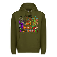 Army Green Happy Hallothanksmas Premium Hoodie - texasbilliewilder