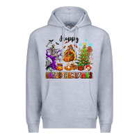 Heather Grey Happy Hallothanksmas Premium Hoodie - texasbilliewilder