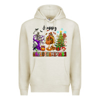 Oatmeal Heather Happy Hallothanksmas Premium Hoodie - texasbilliewilder