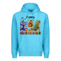 Ocean Blue Happy Hallothanksmas Premium Hoodie - texasbilliewilder
