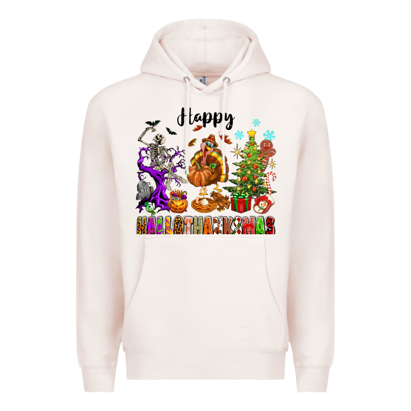 Happy Hallothanksmas Premium Hoodie by texasbilliewilder | Teevron