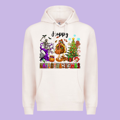 Happy Hallothanksmas Premium Hoodie Designed By Texasbilliewilder
