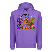 Purple Happy Hallothanksmas Premium Hoodie - texasbilliewilder