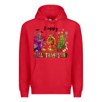 Red Happy Hallothanksmas Premium Hoodie - texasbilliewilder