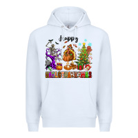 White Happy Hallothanksmas Premium Hoodie - texasbilliewilder